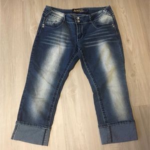 COPY - Angels capri cropped size junior 15 wash denim embellished pockets …